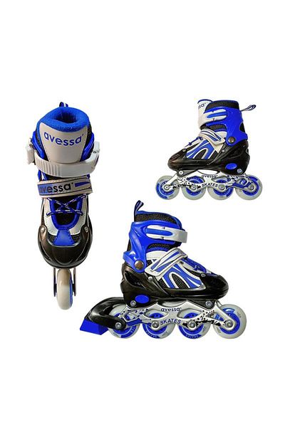 AVESSA Adjustable Roller Skates 34-37 (m) Blue with Bag Mds-8701