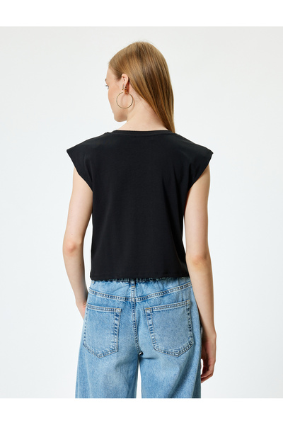 Koton Tricou din bumbac căptușit cu decolteu