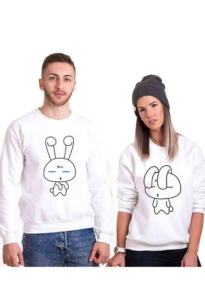 Tshirthane Cute Rabbit Lover Combos Sweatshirt Couple Combination