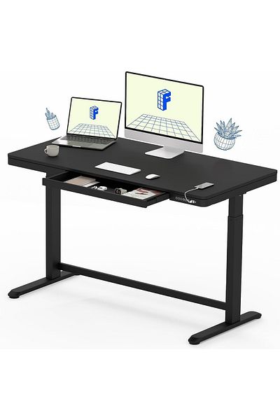Mahmayi Flexispot Electric Standing Desk with Drawer Height Adjustable Ideal for Office  - White