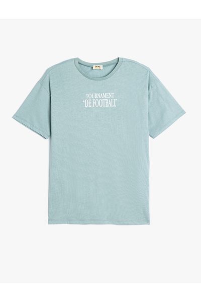 Koton Tricou cu mânecă scurtă din bumbac - Gât crew, slogan imprimat