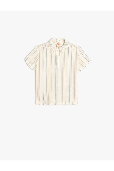 Koton Cotton Short Sleeve Shirt - Button Detail