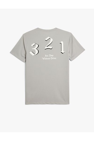 Koton Oversize Sports T-Shirt - Back Printed, Short Sleeve, Crew Neck