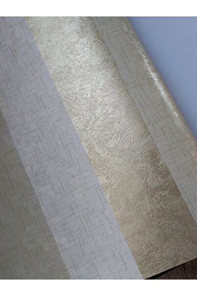 KMS HOME Gold Krem Bej Işıltılı Hafif Kabartmalı Silinebilir Duvar Kağıdı 5M² (En: 53 cm Boy: 10 metredir)