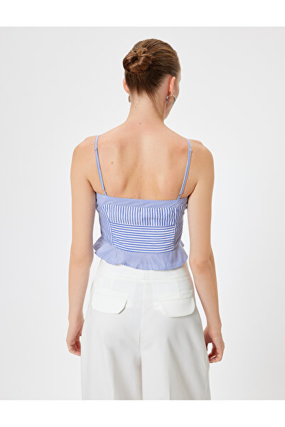 Koton X Melis Ağazat - Cotton Crop Bustier with Straps and Buttons