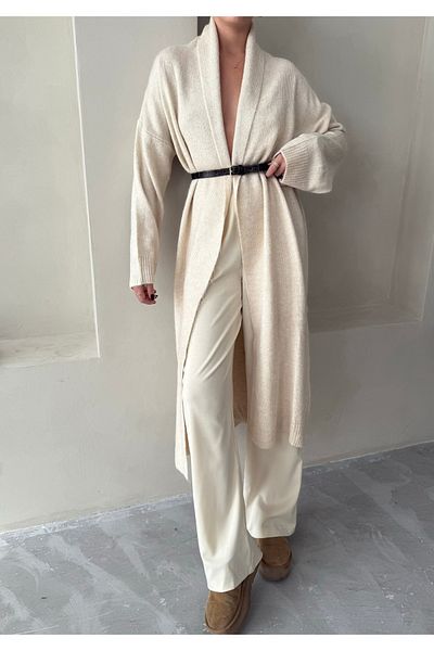 Laluvia Stone Sahara Long Plain Cardigan-4164
