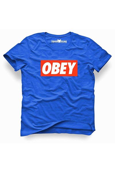 Tshirthane Ανδρικό μπλουζάκι με εμπριμέ μπλε λεπτή εφαρμογή
