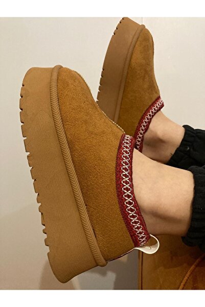 Big Sole Step Γυναικείες μπότες - Χοντρή σόλα, γούνα εσωτερικά, ριγέ, μαύρισμα παντόφλες γραφείου & σπιτιού