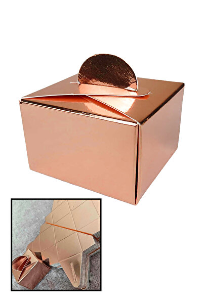 Parti dolabı 50 Adet Gold Rose Renk Lokum Ve Şeker Kutusu Parlak Mevlit Hediye Kutusu Lokumluk