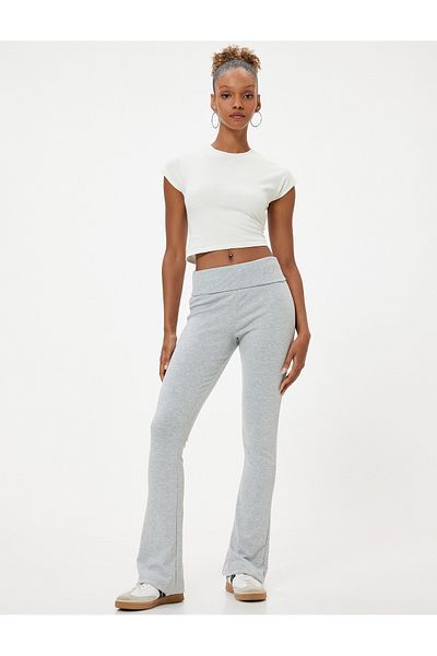 Koton High Waist Slim Fit Spanish Leg Leggings Trousers