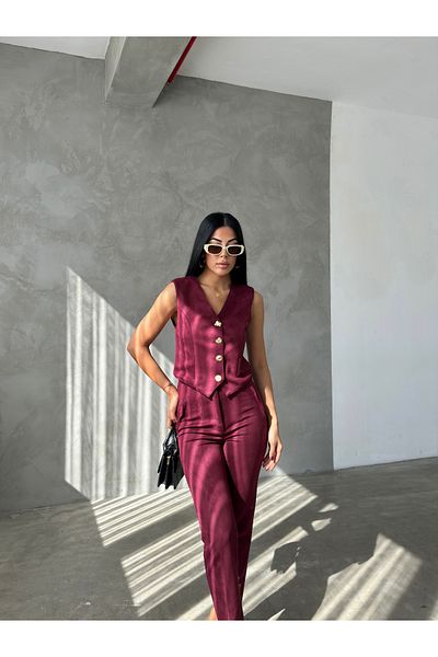 Pulli Collection Set vestă cu nasturi cu accesorii din piele de cămilă