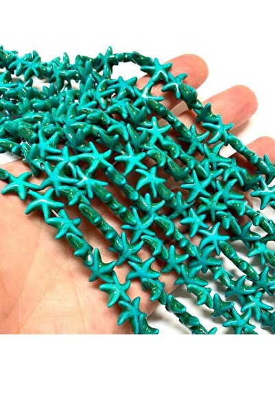 312 KONSEPT Τιρκουβίζικο χρώμα Αστερίας - 1 Σετ 36-38 Χάντρες από Φυσικές Πέτ...