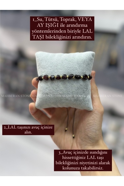 MAHBERAN STONE Naturel Kesim Lal Taşı Bileklik Ayarlanabilir Makrome Örgülü Doğal Taş Bileklik Kök Çakra Bileklik