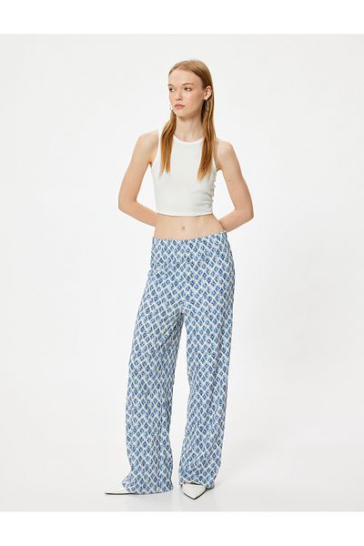 Koton High Waist Elastic Oversize Wide Leg Trousers - Wrap Design