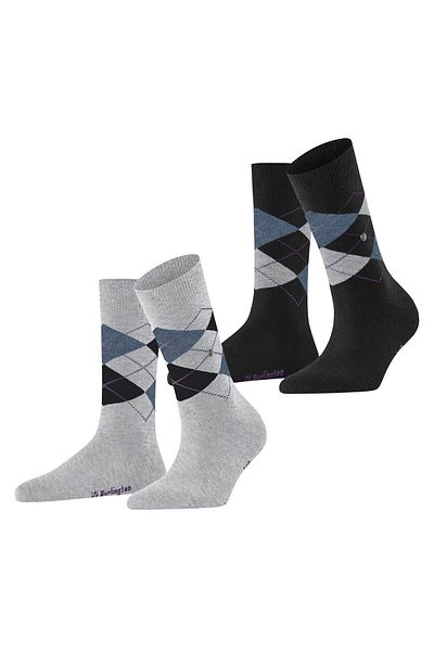 Burlington Einheitsgröße Damen Socken – 2er-Pack Argyle Rautenmuster-Clips