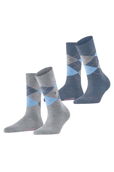 Burlington Einheitsgröße Damen Socken – 2er-Pack Argyle Rautenmuster-Clips