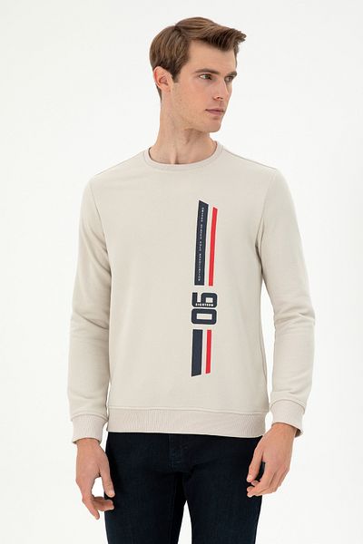 U.S. Polo Assn. Men's Regular Fit Crew Neck Stone Sweatshirt 50293441 -Vr049