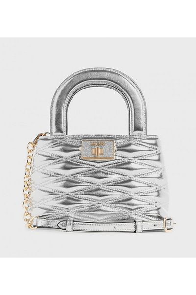 Nine West Women's Silver Aviva Mini Satchel Bag Bag