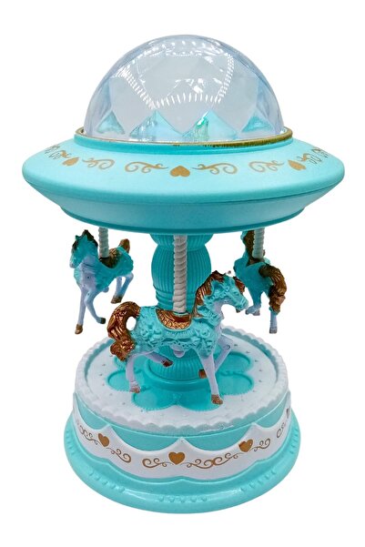 Dünyadan Hediyeler Işıklı Müzikli Mavi Atlı Karınca Müzik Kutusu Kurmalı