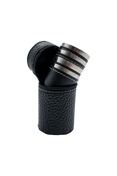 TTY Set of 4 Shot Glasses with Leather Cover