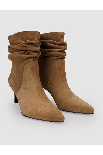 Cabani 100% Genuine Leather Tan Suede Women's Heeled Boots