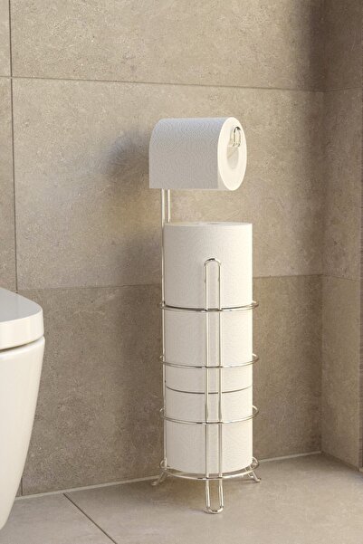 Teknotel Ayaklı Yedekli Tuvalet Kağıtlık, Tuvalet Kağıdı Askısı, Banyo Aksesuarları Krom Mg093