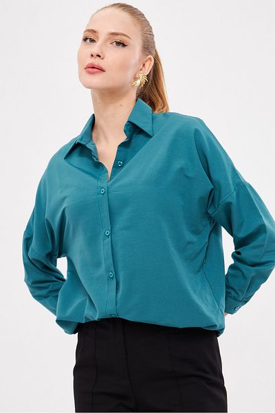 armonika Dámská benzinová oversize dlouhá základní košile ARM-22Y001118
