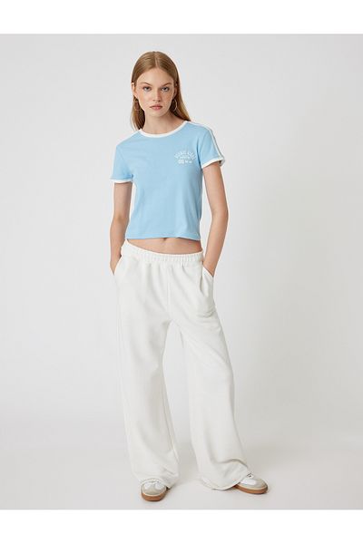 Koton Tricou imprimat pe spate, cu mânecă scurtă, cu gâtul turn, cu nervuri