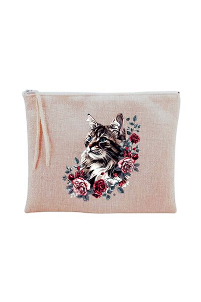 lili hediyelik Τσάντα μακιγιάζ με στάμπα Rose Cat