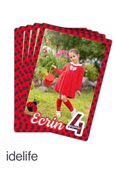 idelife Fotoğraflı Doğum Günü Buzdolabı Magneti Uğur Böceği Temalı 9 Adet 7x1...