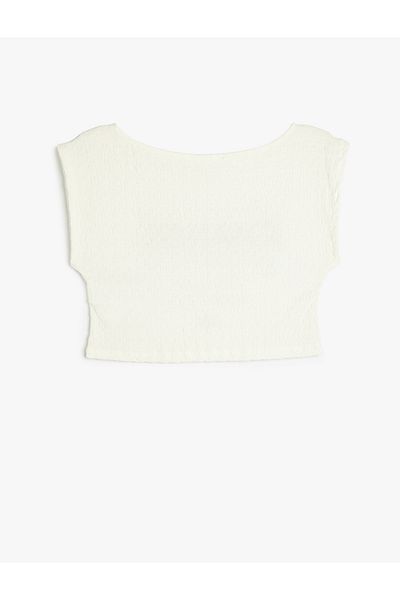 Koton Slim Fit Wrap T-Shirt - Short Sleeve, Crew Neck, Slogan Printed