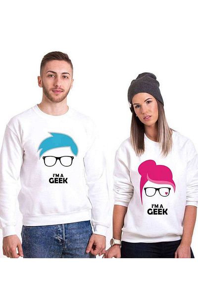 Tshirthane Lover Combinations - I'M a Geek Sweatshirt Couple Combination