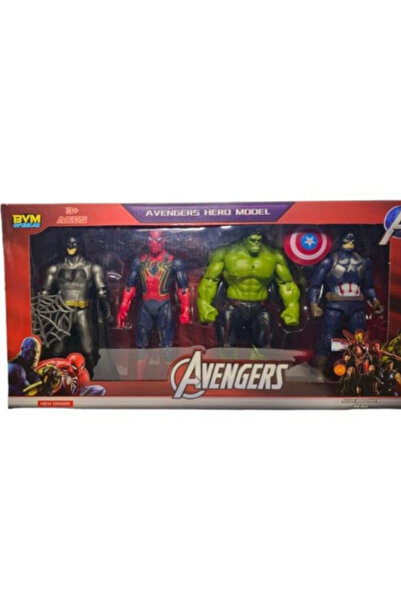 Genel Markalar Avangers Süper Kahraman 4'lü Set (Spiderman Batman Hulk,Kaptan...