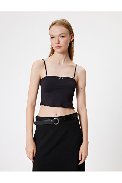 Koton Slim Fit Crop Top with Rope Strap - Bow Detail