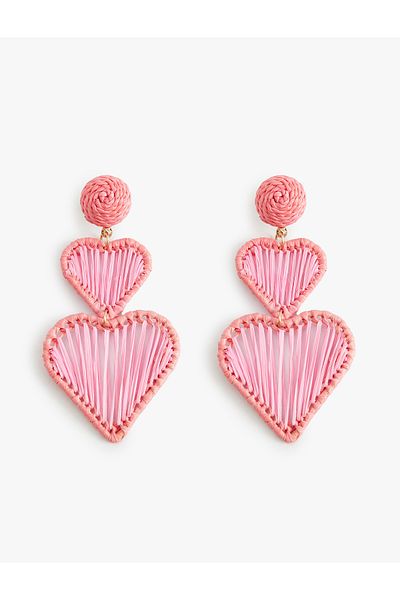 Koton Heart Earring Dangle Wicker Large