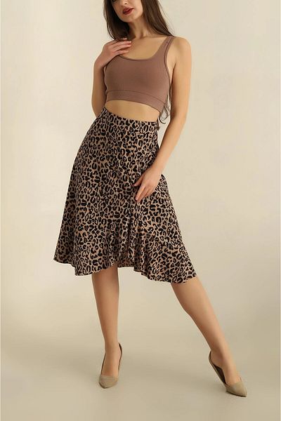 ModaLy Moda Πλισέ φούστα Helen με λεοπάρ σχέδιο 269649