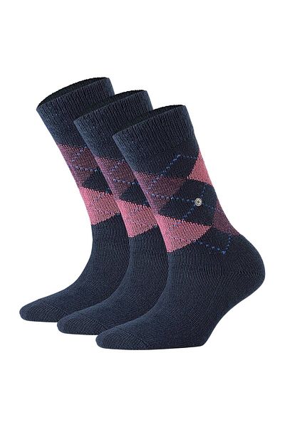 Burlington Damen Socken WHITBY 3er Pack – Kurzstrumpf, Rautenmuster, Einheitsgröße, 36–41