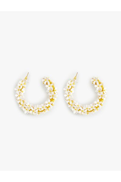 Koton Daisy Hoop Earrings with Bead Detail