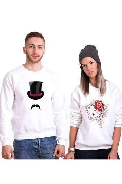 Tshirthane Her Beast His Beutiful Lover Combinations Sweatshirt Couple Combination
