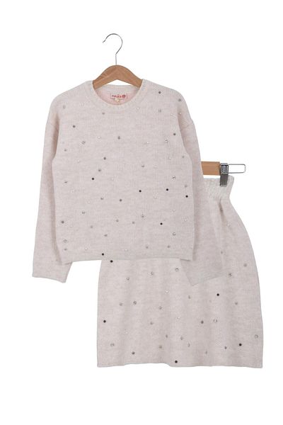 Minora Ecru Knitwear Pearl Suit