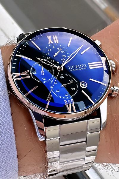 Homies Men's Silver Color Waterproof Wristwatch - Gift Bracelet with Steel Cord Hm2559C1