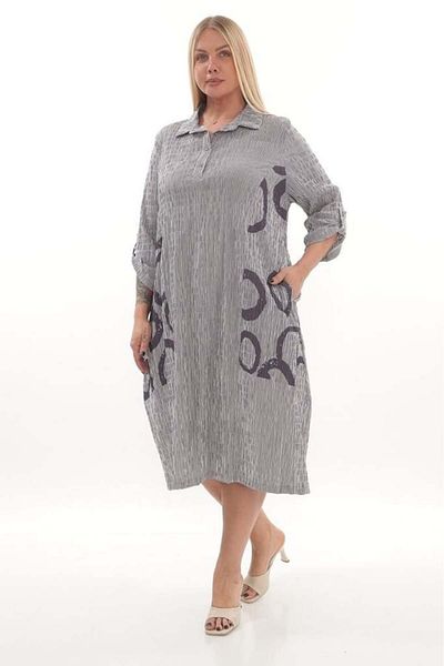 lovedrobe Zdplus 23045 Purple Cizgi Detail Polo Neck Dress 24 Summer-Lined - 48