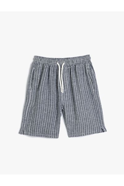 Koton Linen Shorts with Pockets - Elastic Waist and Tie