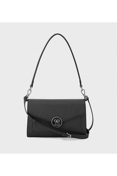 Nine West Women's Black Natala Top Handle Flap Satchel Bag