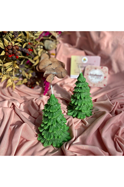 Handmade Yılbaşı Özel 2025 2’li Çam Ağacı Mum Seti