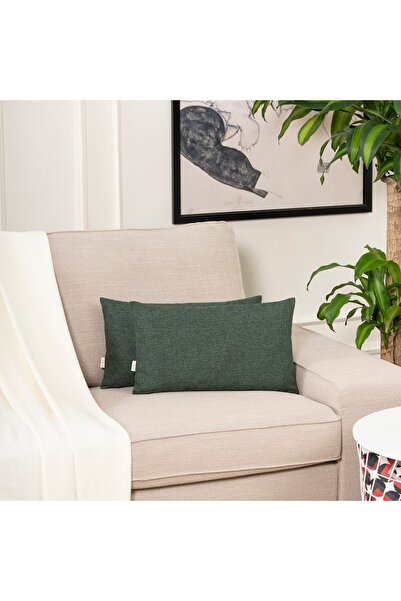 TOSHE Green Single Linen Woven Throw Pillow Cover, Decorative Throw Pillow