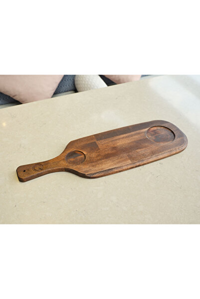 Davi Ahşap Wooden Presentation Plate - Handled Design