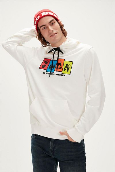 Bad Bear Fun Hoodie Off-White White Hooded Men's Sweatshirt