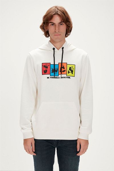Bad Bear Fun Hoodie Off-White White Hooded Men's Sweatshirt