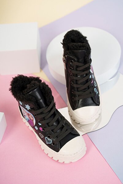 Aymer Baskılı Siyah Kız Çocuk Bot